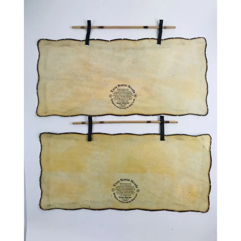 2 Hand made TERRA SANCTA SCROLLS Lion Lamb God Bless America Safety 901 926 Sea
